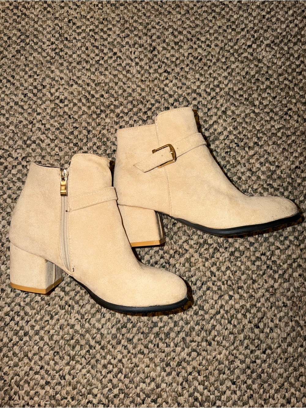 Women’s Ankle Boot with Gold Buckle - Cream NWOT